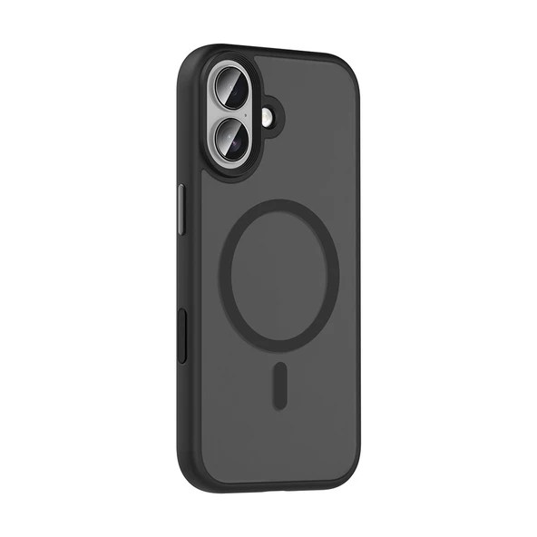 iPhone 17 Kılıf Mat Arka Yüzey Wireless Şarj Özellikli Zore Flet M-safe Kapak - Lacivert - Resim 5