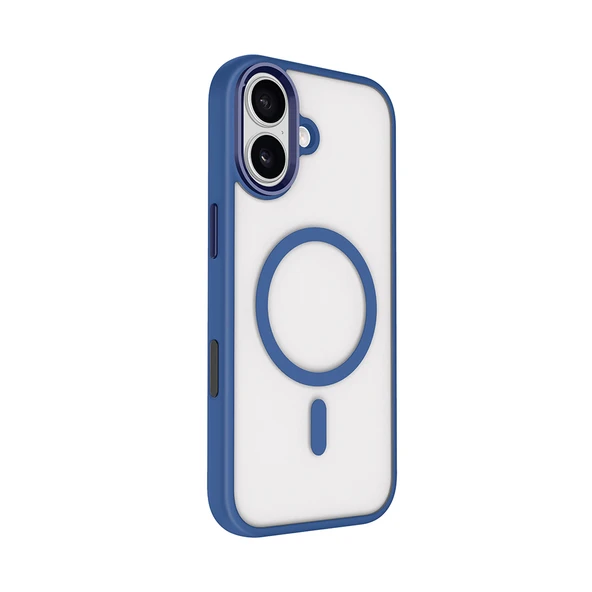 iPhone 17 Kılıf Wireless Şarj Özellikli Zore Krom M-safe Silikon Kapak - Lacivert - Resim 4