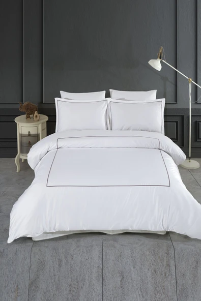 Varol Marmaris Serisi Kızılbük – 300 TC Nakışlı Pamuk Saten Nevresim Takımı - Resim 2