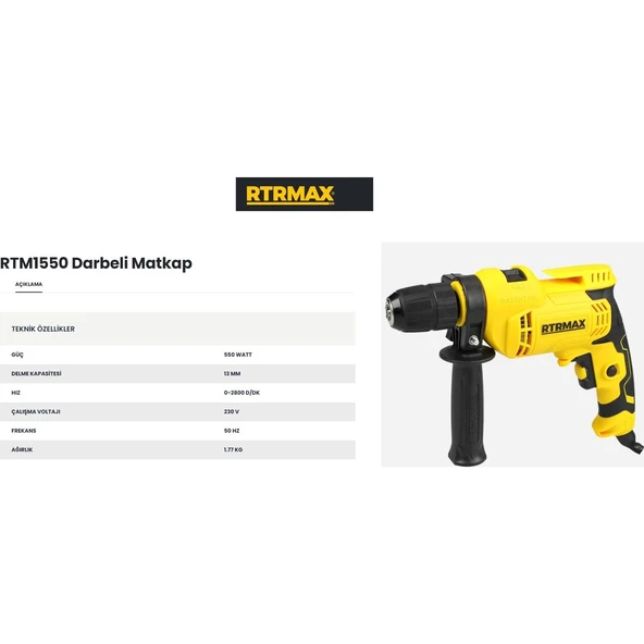 RTRMAX Rtm 1550 Darbeli Matkap - 2