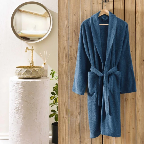 TAÇ ŞALYAKA PAMUK BORNOZ PETROL S/M ürün görseli