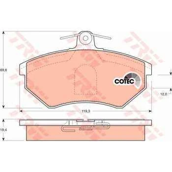 Vag On Fren Balatası Caddy 96>03 Golf III 90>98 Jetta II 88>92 Passat III 88>97 Cordoba İbiza 97>02 Tole - Trw Gdb1044 - Resim 1