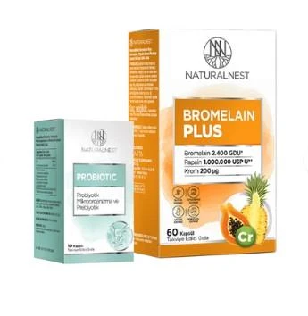 Naturalnest Bromelain Plus 60 Kapsül + Probiotic 10 Kapsül ürün görseli