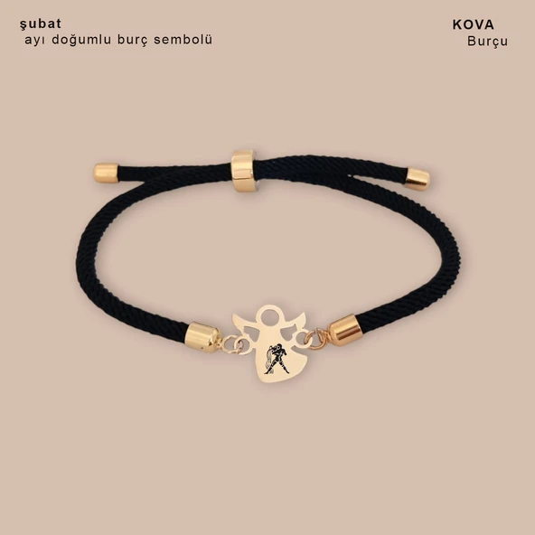 Burca Özel Mevlana Figürlü Siyah Örgü İpli 14 Ayar Altın Plakalı Hediye Bileklik-319 ürün görseli