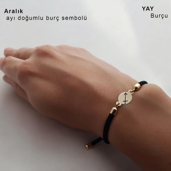 Doğum Ayına Özel 14 Ayar Altın Plakalı Oval Figürlü Siyah İpek Örgülü Hediye Bileklik-320 - Resim 4