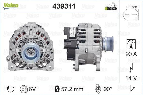 Vag Alternator 14v 90a A3 A4 Cordoba İbiza Bora Caddy II II Golf İv1,4 / 1,6 / 1,8 / 2,0 - Valeo 439311 - Resim 1