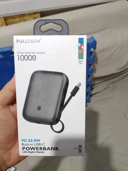 Fb11 Orjinal 10.000 mAh Kendinden Kablolu ve Telefon Standlı  Siyah Taşınabilir Powerbanku - 1