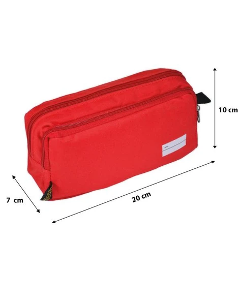 Tebag İki Gözlü Kırmızı Kalem Çantası - Resim 4