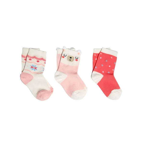 F&F Baby Bebek Çorabı 3 lü Set Uykucu Fairy 0-6 Ay