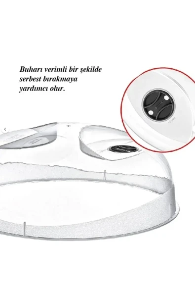 29 cm Mikrodalga Fırın Kapağı Şeffaf, Dayanıklı, Pratik Kullanım - Resim 2