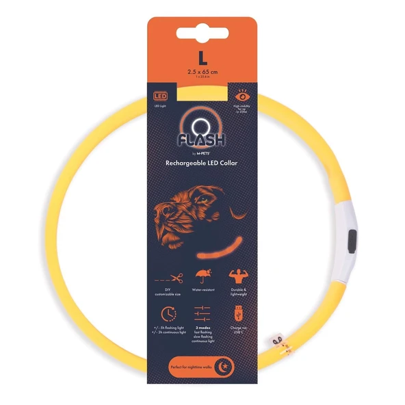 M-Pets Flash Led Boyun Tasma Turuncu (L) - 1