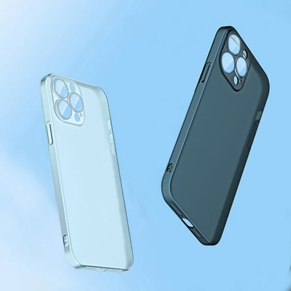 iPhone 14 Plus Frosted Glass Şeffaf Kamera Korumalı Kılıf (Siyah) - 3