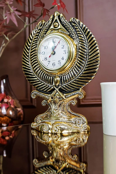 Masa Saati Biblo Lüks Hediyelik Dekoratif Saat Özel Tasarım Figür - 6