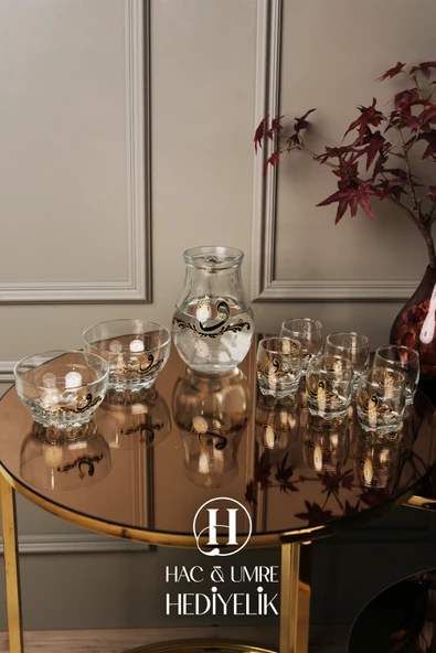 Zemzem Takımı 10 Parça | Söz Nişan Tepsisi | Vav Desenli Lüks Sunum Tepsisi | Dekoratif Sunum Takımı - Resim 4