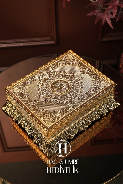 Sandık Kuran Kabı ve Kuran | Kuran Kutusu | Lüks Kitap Kutusu | Dekoratif Kuran Kabı Kuran Hediyeli - 5
