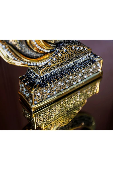 Gold Dekorasyon Lüks Hediyelik Aksesuar Biblo Dini Islami Dekoratif Obje Vav Allah Muhammed Süs - Resim 7