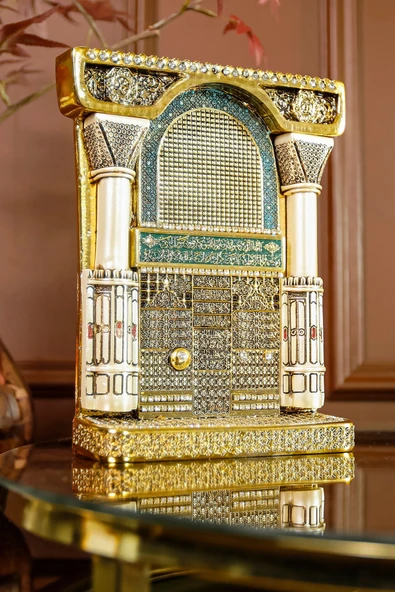 Lüks Gold Biblo Hediyelik Dekoratif Obje Dini Islami Manevi Hediye Aksesuar Ravzayı Mutahhara Süs ürün görseli