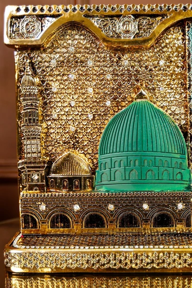 KABE VE MESCİDİ NEBEVİ KOMPOZİSYON DİNİ İSLAMİ BİBLO AKSESUAR HEDİYELİK DEKORATİF OBJE SÜS - Resim 6