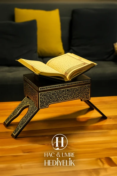 Gümüş Kaplama Ahşap Rahle ve Kuranı Kerim Seti, Gümüş İşlemeli Lüks Kuran Okuma Sehpası ve Kuran Set ürün görseli