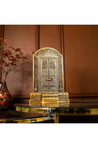 Dini Islami Manevi Hediye Lüks Islami Hediyelik Dekoratif Obje Model Kabe Kapısı Ayetel Kürsi Biblo - Resim 5