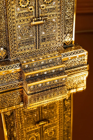 Lüks Hediyelik Dekoratif Obje Gold Dekor Gold Ev Ofis Dekorasyon Kabe Kapısı Ayetel Kürsi Biblo - Resim 4