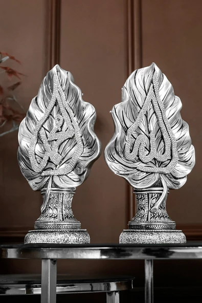 İKİLİ BİBLO SETİ HEDİYE LÜKS OBJE DEKORATİF YAPRAK ALLAH MUHAMMED SÜS - Resim 4