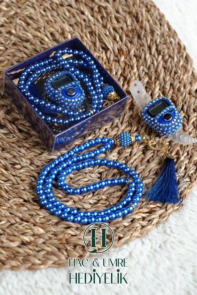 Taşlı Zikirmatik ve İnci Tesbih Seti | Mevlüd Hac Umre Davet Organizasyon Hediyesi | 10 Adet Set - Resim 3