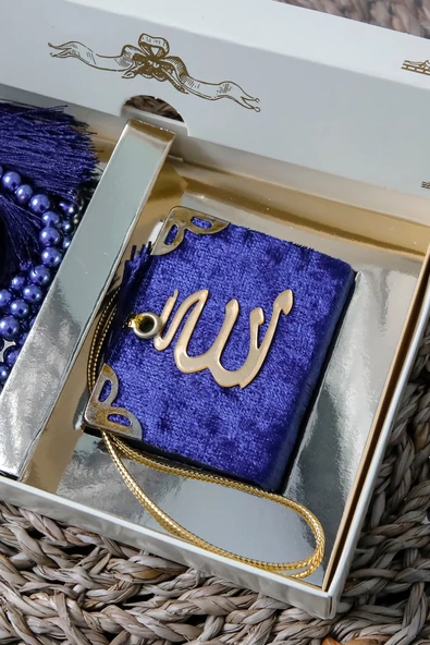 10 Adet - Taşlı Zikirmatik Tesbihmatik Kadife Kaplı Mini Kuran 99lu İnci Tesbih Seti - Resim 7