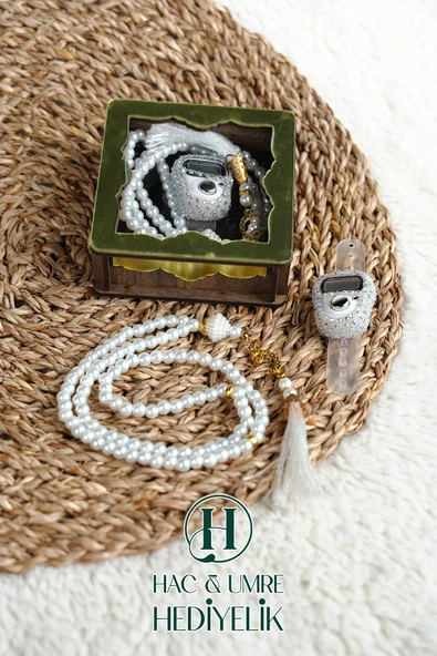 Hediyelik Tesbih Seti | Ahşap Kutulu Elektronik Tesbih ve 99lu İnci Tespih | Özel Gün Hediyesi - Resim 2