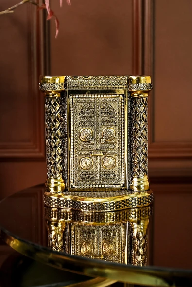 Kurumsal Hediye Dini Manevi Islami Dekoratif Biblo Masaüstü Hediyelik Obje Sütunlu Kabe Kapısı Süs - Resim 4