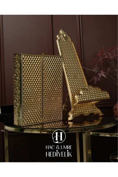 Kuran Kabı ve Kuranı Kerim | Lüks Kuran Saklama Kabı | Ayaklı Çift Kapaklı Kutulu Hediyelik Kuran - Resim 5