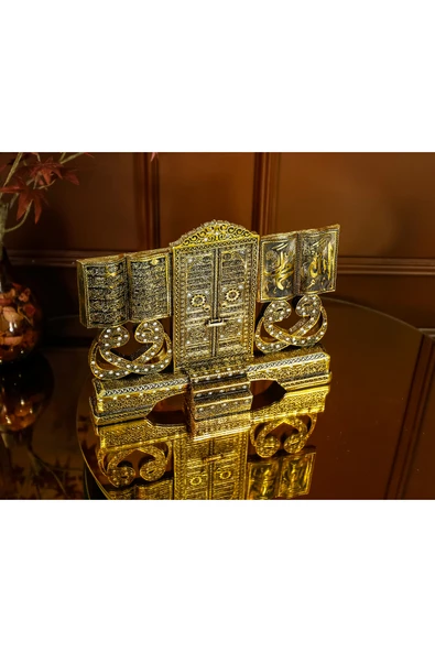 MASAÜSTÜ BİBLO OBJE DEKOR VAV ALLAH MUHAMMED AYETEL KÜRSİ LÜKS HEDİYELİK - Resim 4