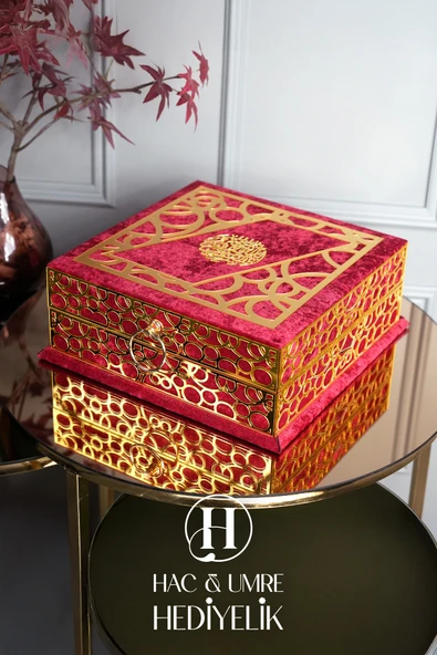 Çeyiz Seti | Hediyelik Kadife Kuran, Lüks Seccade, İnci Tesbih, Süslü Zikirmatik Set | Dini Hediye - Resim 2