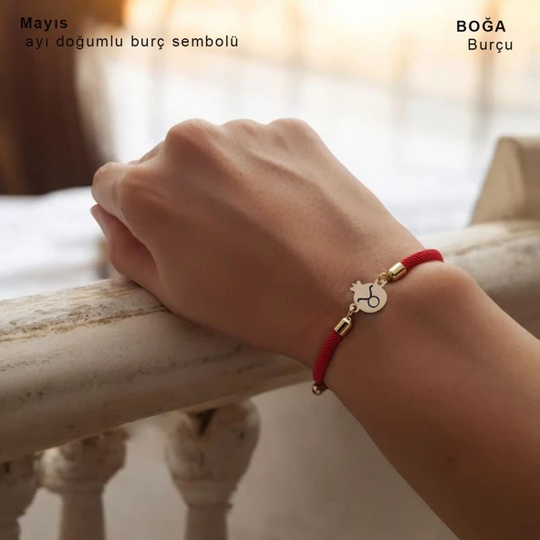 Doğum Ayına Özel 14 Ayar Altın Plakalı Nar Motifli Kırmızı Örgü İpli Hediye Bileklik-323 ürün görseli