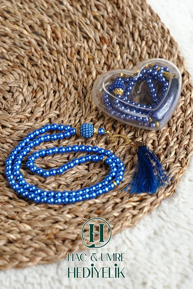 Hediyelik Tesbih | 99lu İnci Tesbih Vav İmameli Püsküllü Kalp Kutulu | Hac Umre Gün Davet Hediyesi ürün görseli