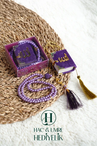 Mini Kuran ve Tesbih Seti | Hediyelik Mevlid Hac Umre Davet Bebek Hediyesi | 10 Adet Set ürün görseli