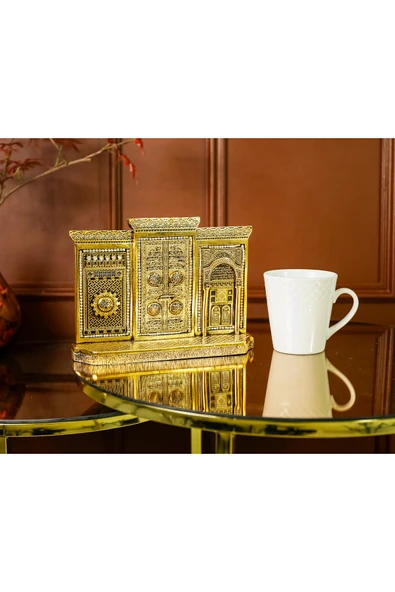 Üçlü Kabe Kapısı Minyatür Obje Ofis Yeni Iş Hediyesi Masa Üstü Dekoratif Biblo Lüks Dekor - Resim 4