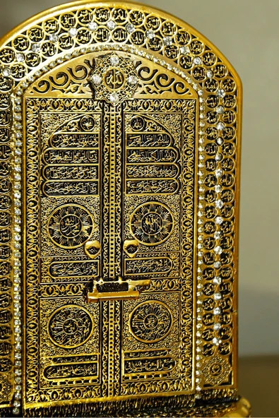 Kurumsal Hediye Lüks Islami Hediyelik Dekoratif Obje Süs Model Kabe Kapısı Ayetel Kürsi Biblo - Resim 3