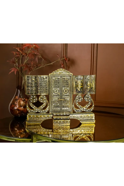 MASAÜSTÜ BİBLO OBJE DEKOR VAV ALLAH MUHAMMED AYETEL KÜRSİ LÜKS HEDİYELİK - Resim 3