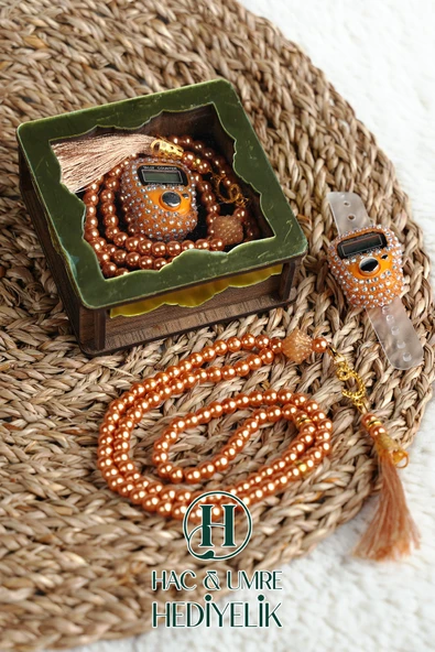 Hediyelik Tesbih Seti | Ahşap Kutulu Elektronik Tesbih ve 99lu İnci Tespih | Özel Gün Hediyesi - Resim 3