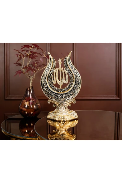 Manevi Hediye | Dini Islami Hediyeler | Hediyelik Dekoratif Biblo | Lale Allah Muhammed Süs Set - Resim 5