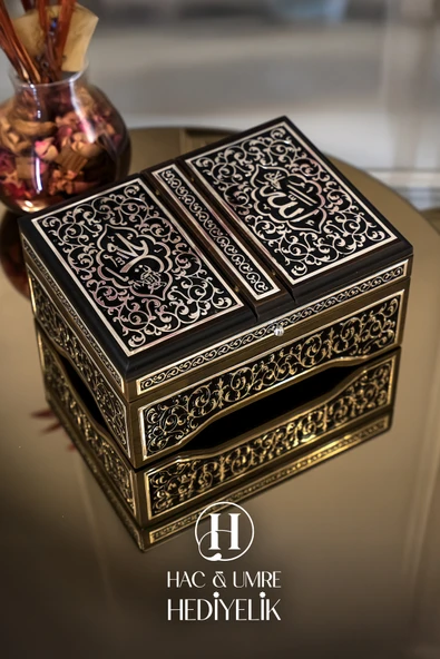 Kutulu Kuran, Kuranı Kerim, Hediyelik Kuran, 925 Gümüş İşlemeli Masif Ahşap Kutu ve Kuranı Kerim Set - Resim 7