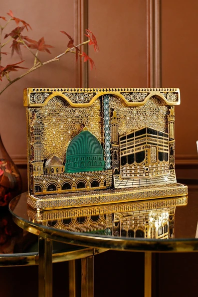 KABE VE MESCİDİ NEBEVİ KOMPOZİSYON DİNİ İSLAMİ BİBLO AKSESUAR HEDİYELİK DEKORATİF OBJE SÜS ürün görseli