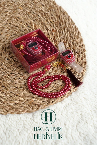 Taşlı Zikirmatik ve İnci Tesbih Seti | Mevlüd Hac Umre Davet Organizasyon Hediyesi | 10 Adet Set - Resim 2