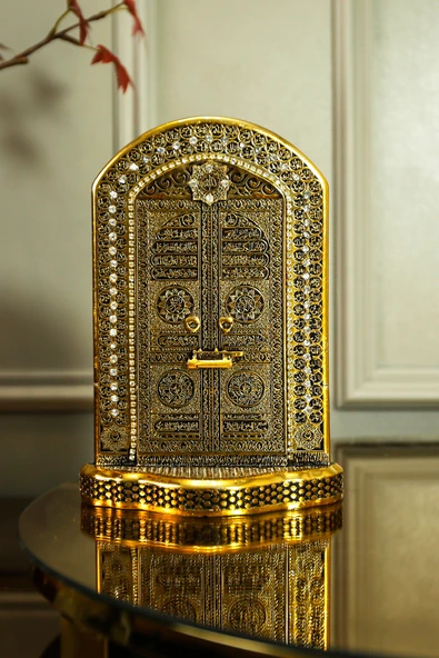 Lüks Islami Hediyelik Dini Biblolar Dekoratif Obje Süs Model Kabe Kapısı Ayetel Kürsi Figür - Resim 2