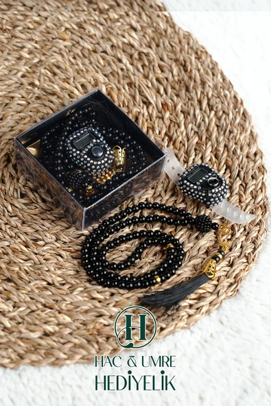 Taşlı Zikirmatik ve İnci Tesbih Seti | Mevlüd Hac Umre Davet Organizasyon Hediyesi | 10 Adet Set ürün görseli