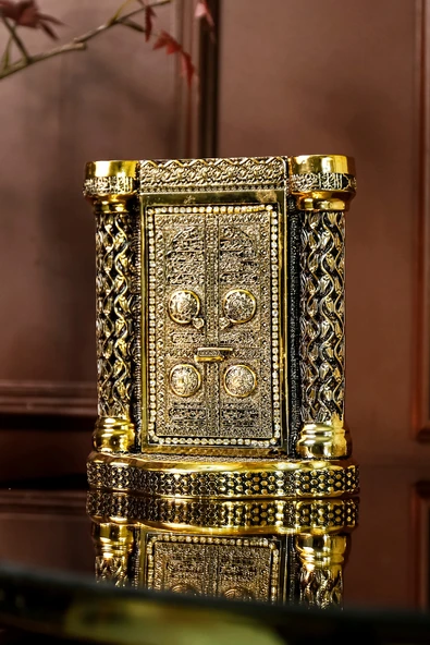 Kurumsal Hediye Dini Manevi Islami Dekoratif Biblo Masaüstü Hediyelik Obje Sütunlu Kabe Kapısı Süs - Resim 2