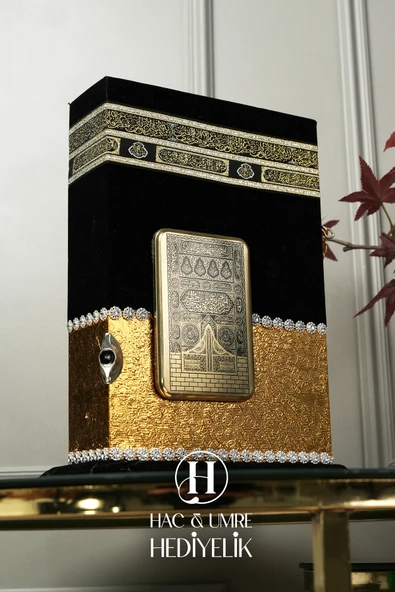 Kabe Muhafazalı Kuranı Kerim | Lüks Kabe Desenli Kuran Kabı ve Kuran Set | Hediyelik Kuran Seti - Resim 7