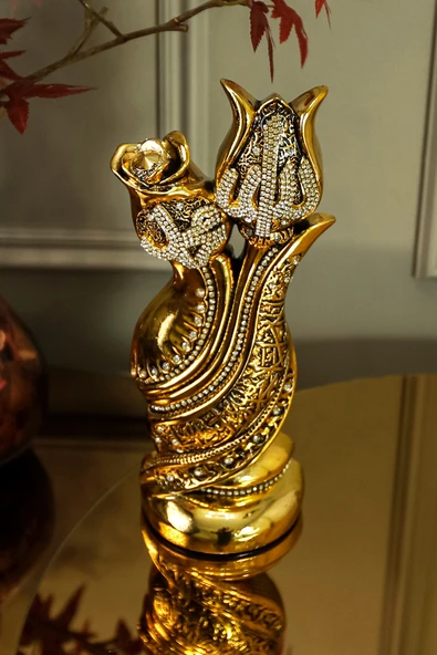 HEDİYELİK BİBLO LÜKS AVANGARD FİGÜR KELİME-İ TEVHİD İŞLEMELİ ALLAH MUHAMMED DEKORATİF SÜS OBJE - Resim 4