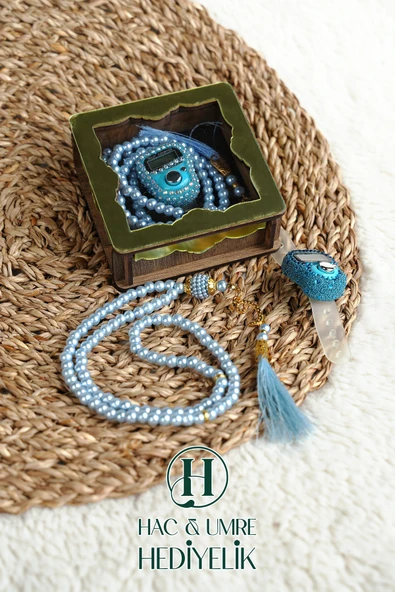 Hediyelik Tesbih Seti | Ahşap Kutulu Elektronik Tesbih ve 99lu İnci Tespih | Özel Gün Hediyesi - Resim 2